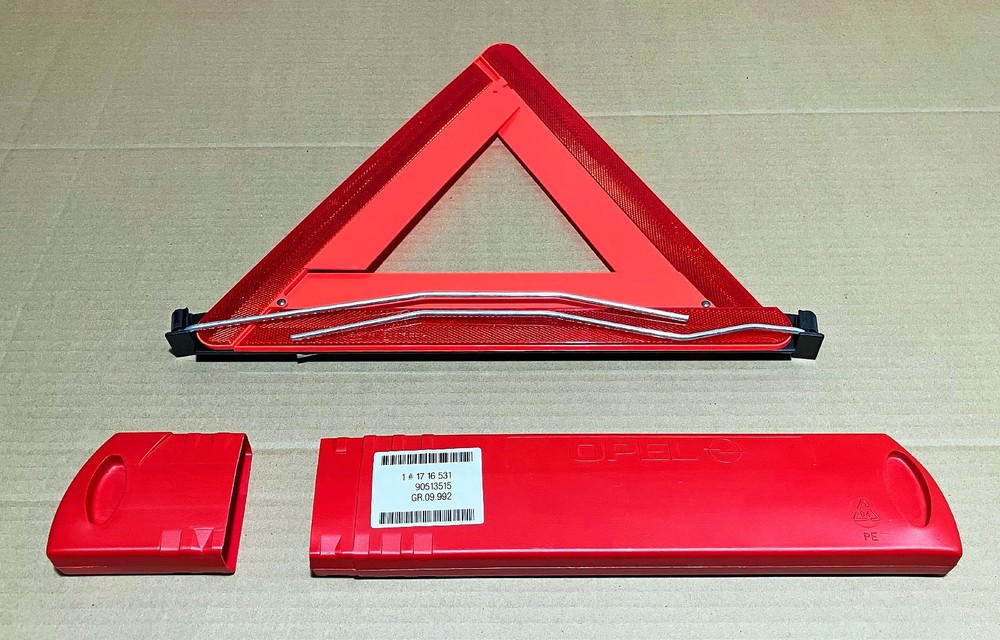 Swiss Made CEA Foldable Emergency Reflective Warning Triangle & Storage Case NOS