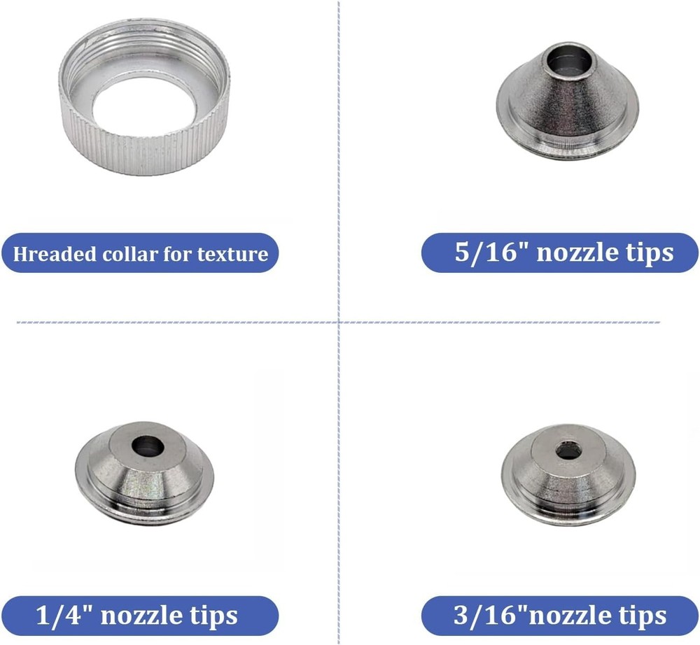 Customizable Metal Nozzle Set for Texture Sprayers - 3 Sizes (3/16'' - 5/16'')