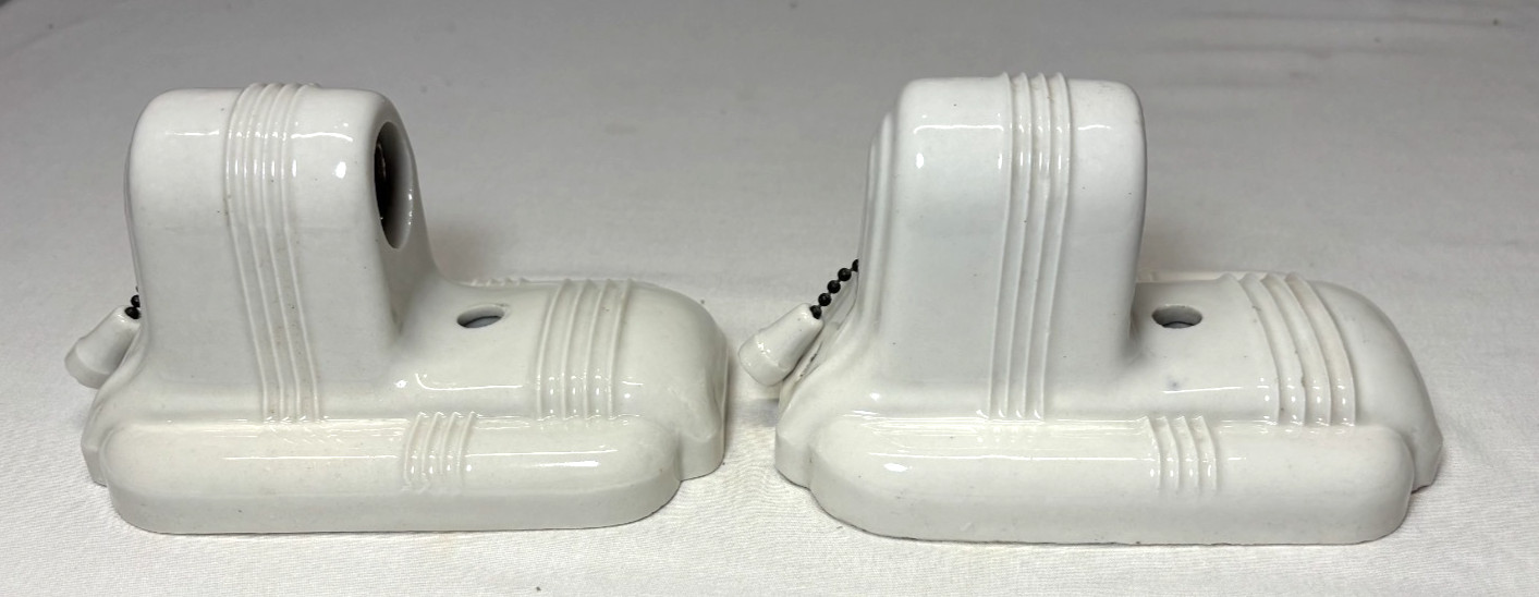 Vtg Porcelain Sconce Light Pair Paulding Ceramic Wall Fixture Art Deco USA #L59