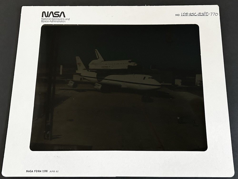 1983 NASA KSC Space Shuttle Discovery Aboard 747 Presentation Transparency
