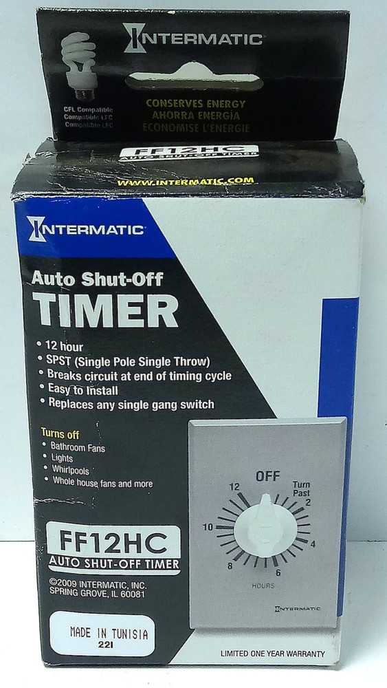 Intermatic FF12HC 120-277 V AC 7-20 A Auto Shut-Off Timer
