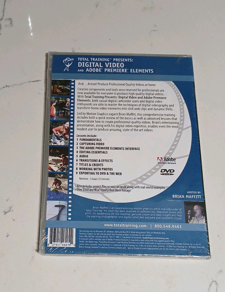 Total Training Digital Video Adobe Premier Elements - NEW sealed Case for PC