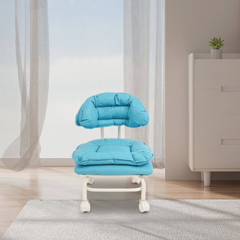 Blue Rolling Stool With Back Rest, Heavy Duty Rolling Stool, Roller Chair