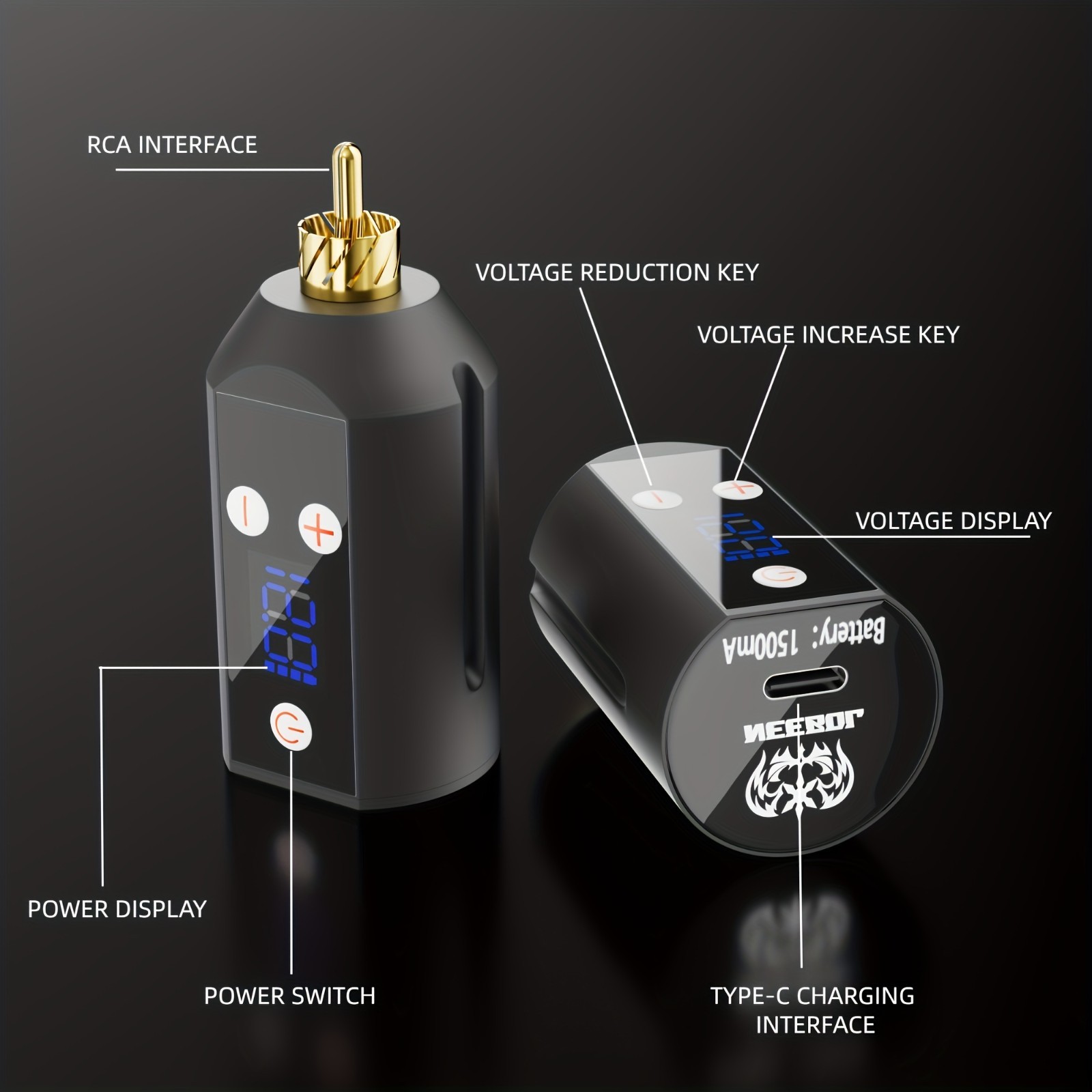 Wireless Tattoo Gun Kit Complete Rotary Pen Machine With Power Supply Ink Needle