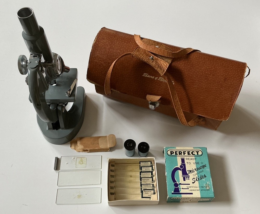 Rare Find-Sans & Streiffe Microscope in Case W/Slides