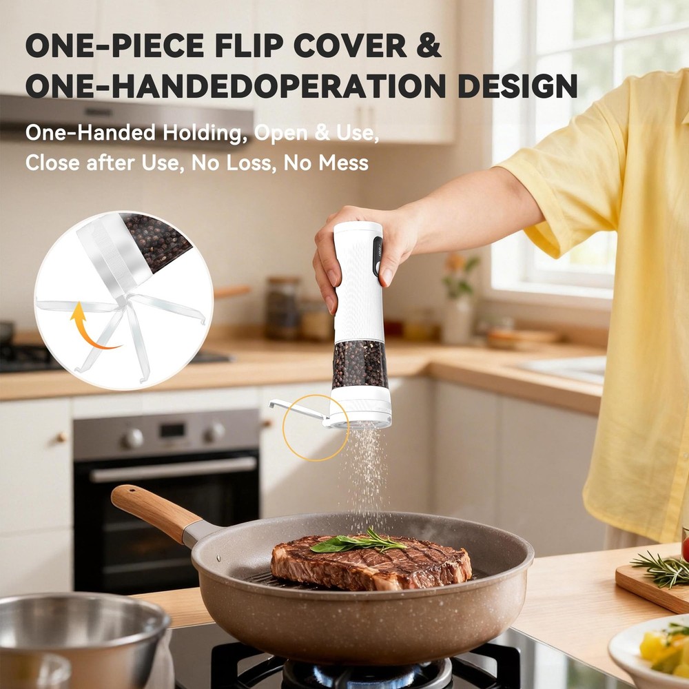 Salt and Pepper Grinder Set, Upgrade 2-Speed Setting, External 5 Adjustable C...