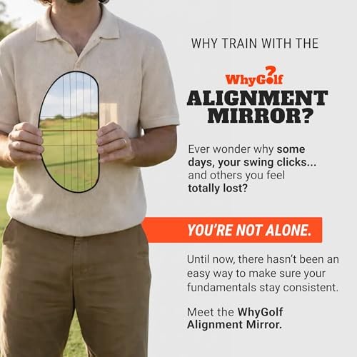 Alignment Mirror with 2 Alignment Rods, Portable Golf Training Aid for Swing