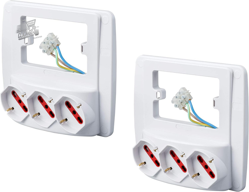 EMILIA SMART wall socket, white, 3 Schuko biv. sockets, 2 pcs