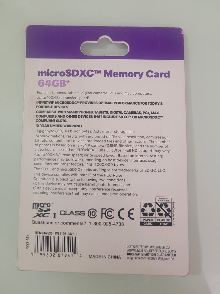 Infinitive MicroSDXC Memory Card 64GB