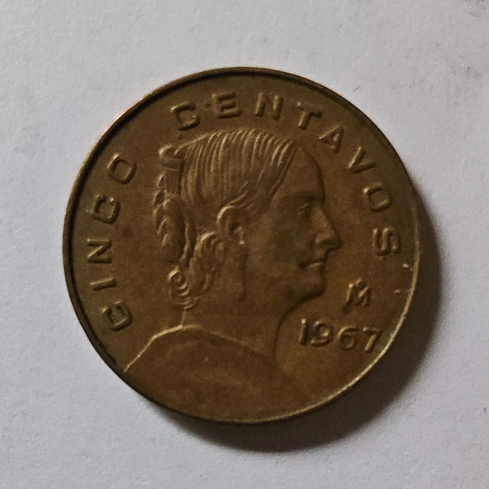 Mexico Cinco Centavos Coin 1967 BN