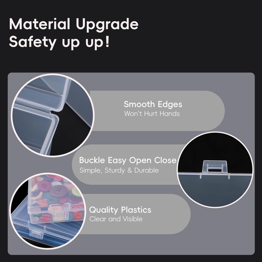 LJY 12 Pieces Rectangular Empty Mini Clear Plastic Organizer Storage Box Cont...