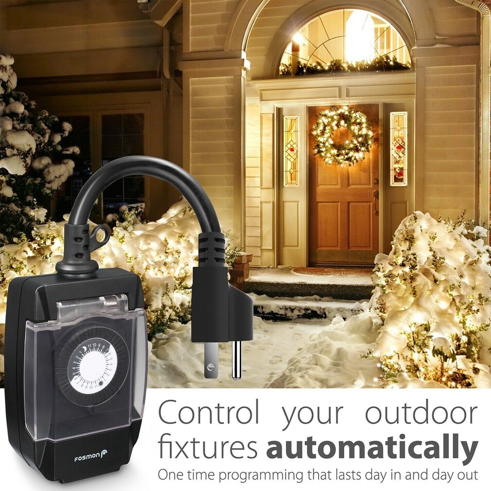 24 Hour Outdoor Mechanical Outlet Timer Weatherproof Automatic Switch Light
