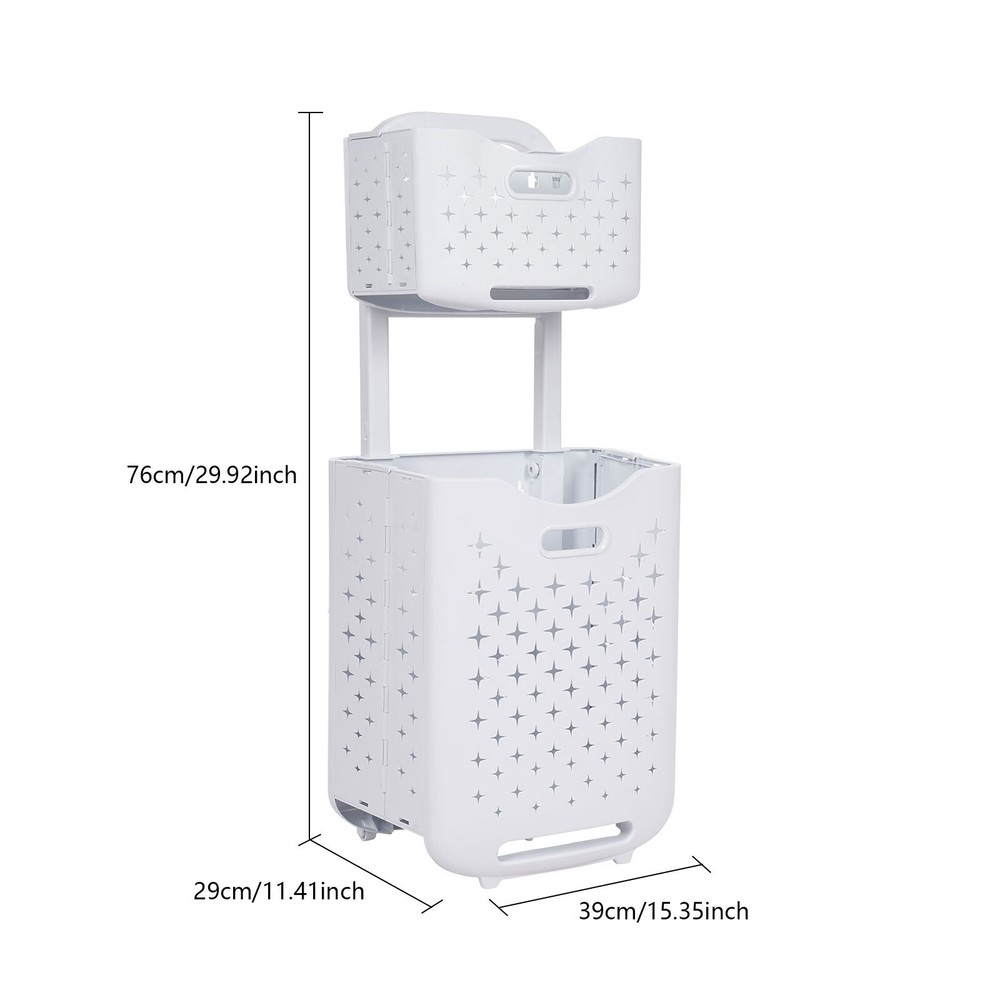 Foldable Multi-tier Laundry Hamper Collapsible Dirty Clothes Laundry Basket