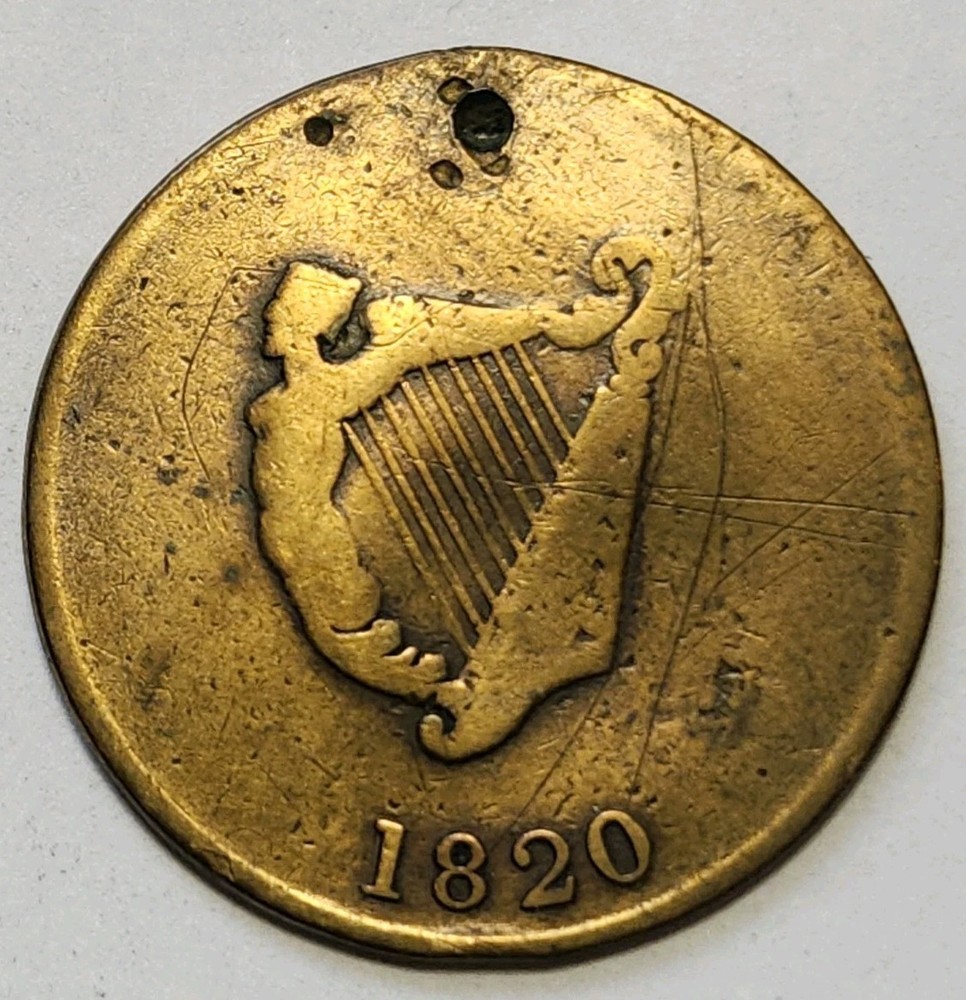 1820 Canada Bust Harp Half Penny 0800