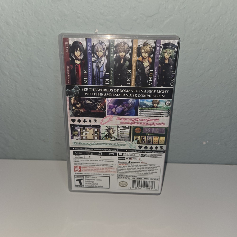 Amnesia: Later x Crowd - Nintendo Switch CASE ONLY