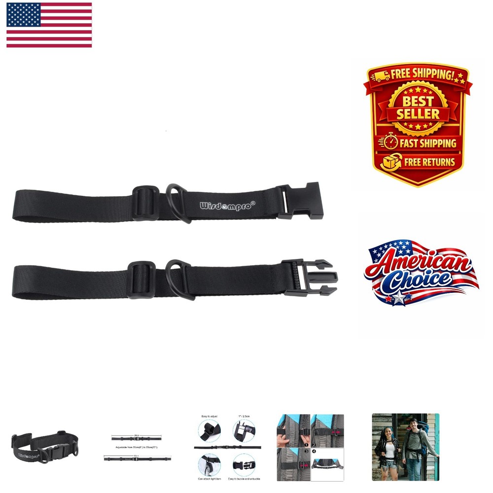 Heavy Duty Adjustable Backpack Sternum Strap with Quick Release Buckle - Black