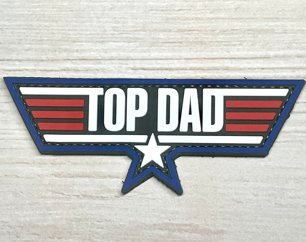 Top Dad PVC Patch - Tactical Morale Patch - Hook Back Gun Air Force Patch