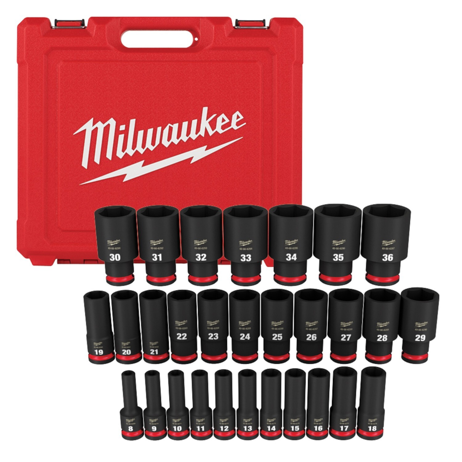 Milwaukee 49-66-7015 29 PC SHOCKWAVE Impact Duty 1/2" Drive 6 Point Socket Set