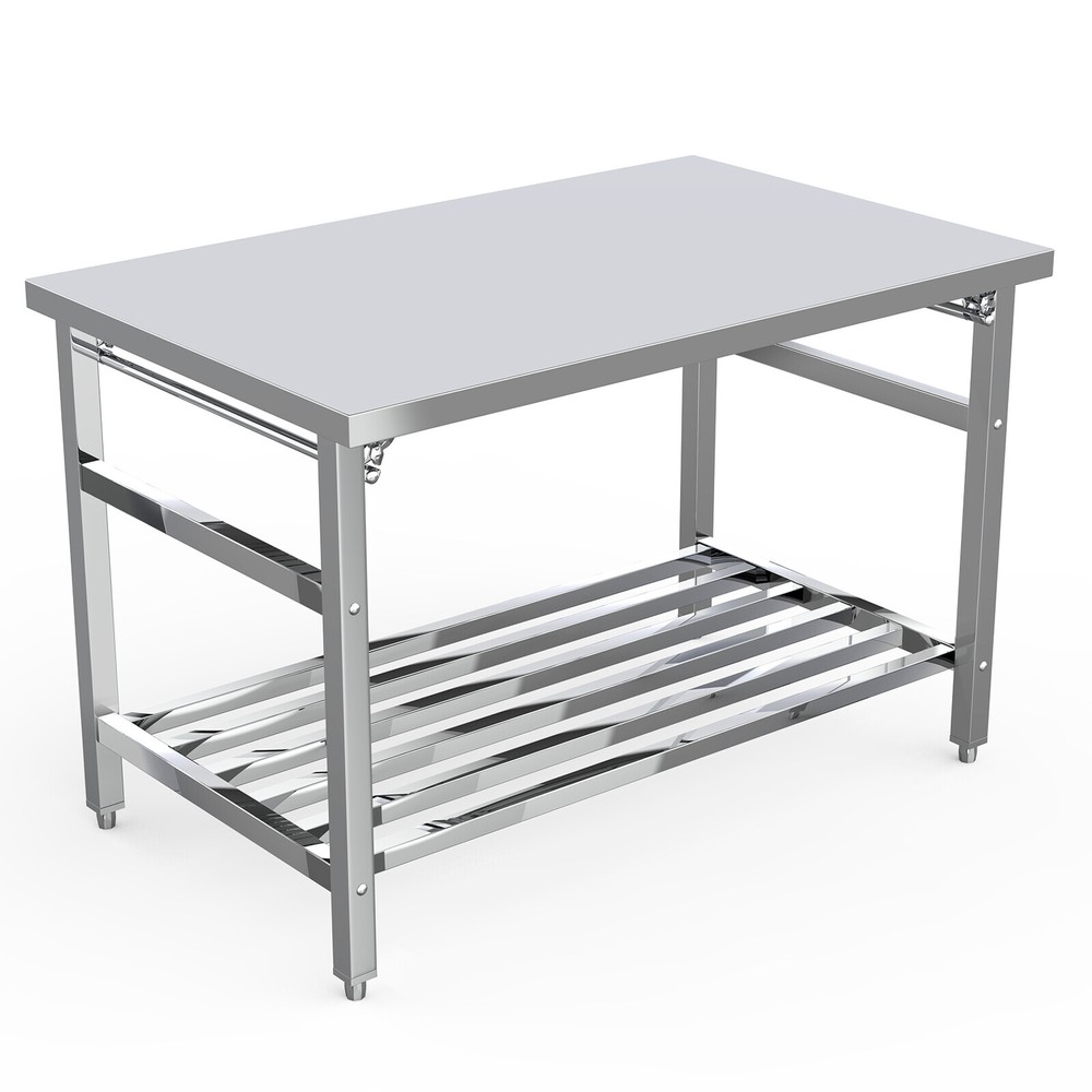 Stainless Steel Prep Table 48" x 30" Folding Work Table w/ Adjustable Undershelf