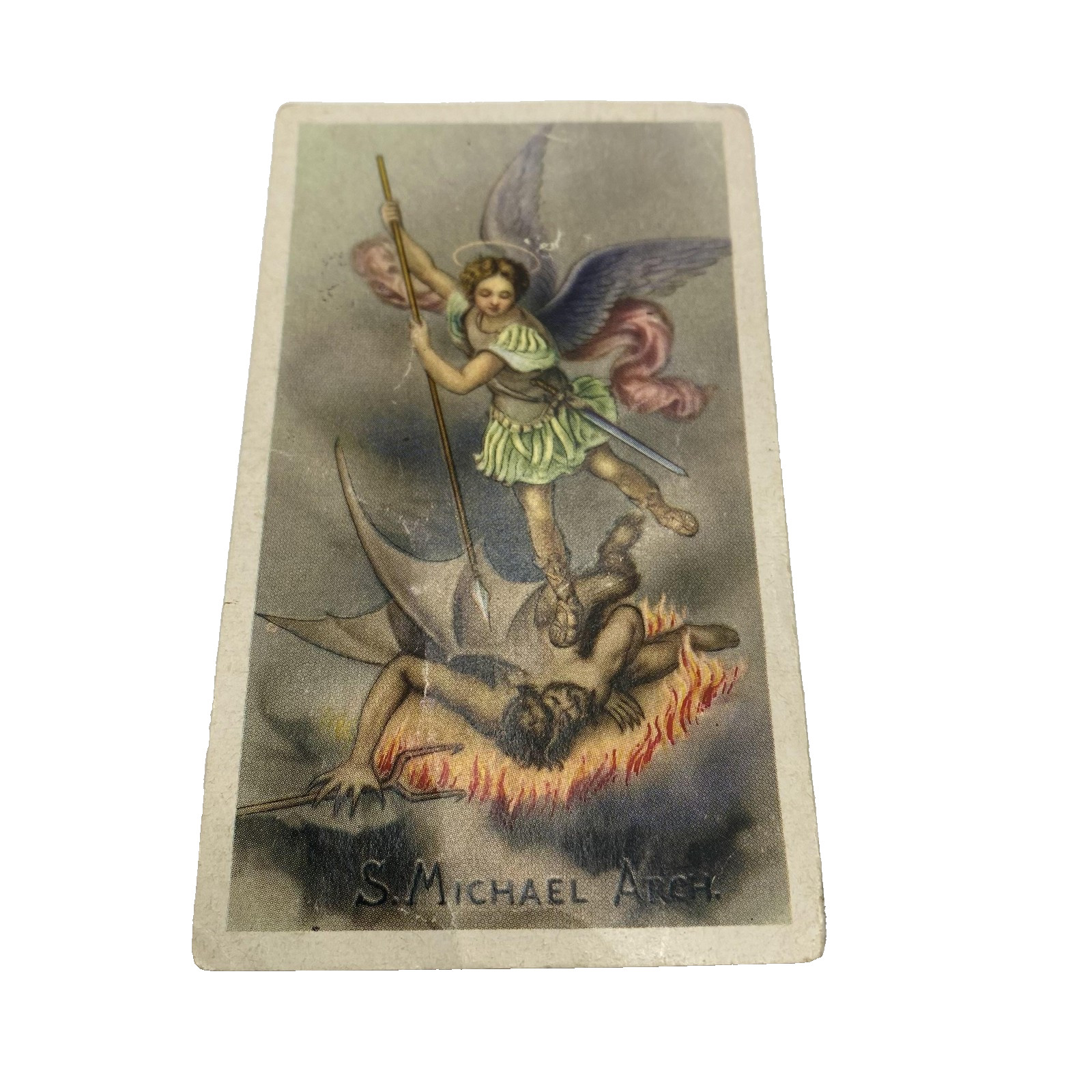 Vintage St Michael Archangel Catholic Holy Card Prayer Printed In Italy