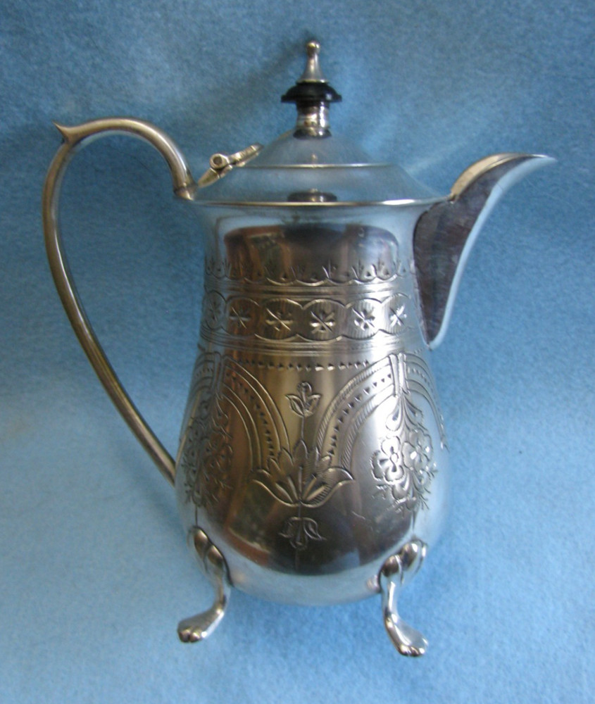 Vintage E.P.N.S. A1, Silverplate Syrup Pitcher, Engraved Beautiful