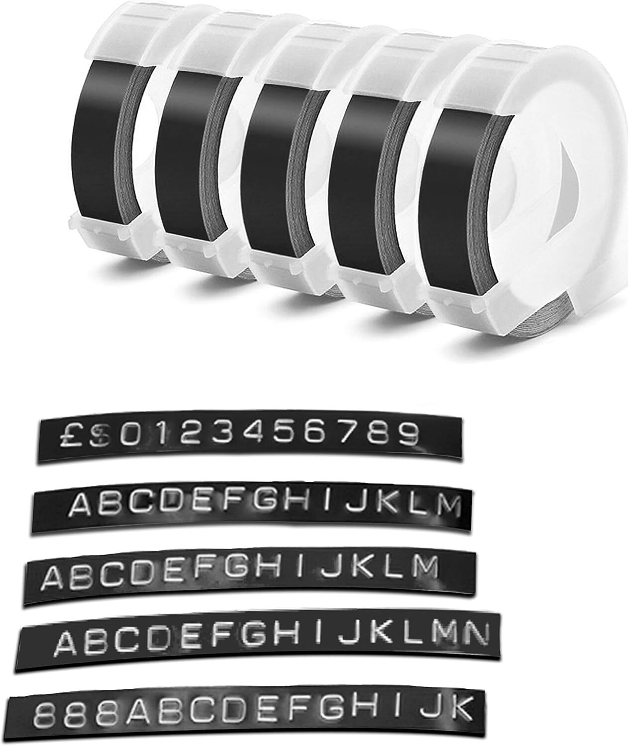 5PK Dymo 3D Embossing Label Tape 9mm for Dymo Organizer Xpress Label Maker 3/8"