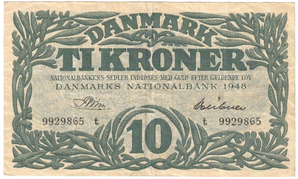 Denmark 1948 10 Kroner