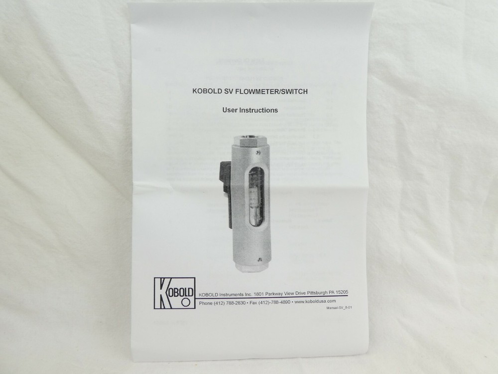 Kobold Instruments SV-6107DR01-48 Flowmeter SV New Surplus