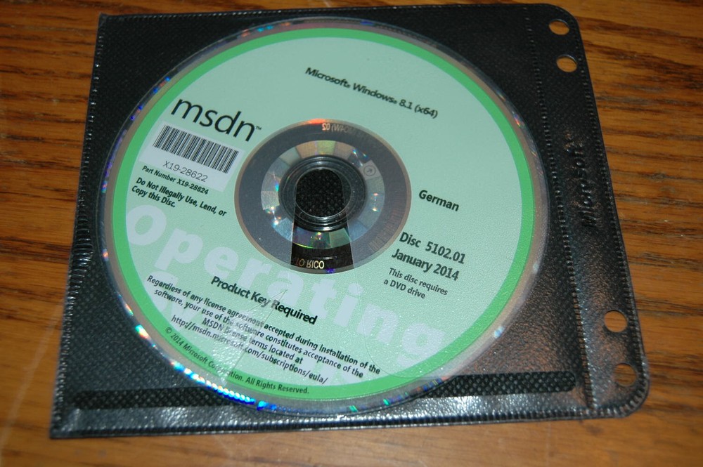 Microsoft MSDN Windows 8.1 X64 Disc 5102.01 Januray 2014 German