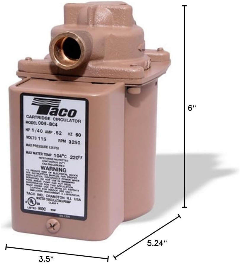 Taco 006-BC4 Bronze Cartridge Circulating Pump