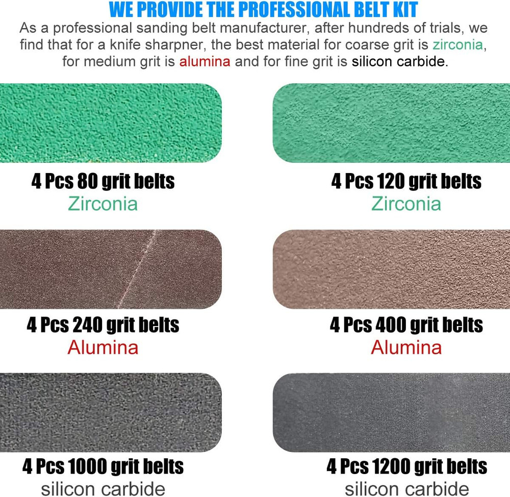 24 Pcs 3/4" X 12" Replacement Knife Sharpener Sanding Belt Kit for Work Sharp Ke
