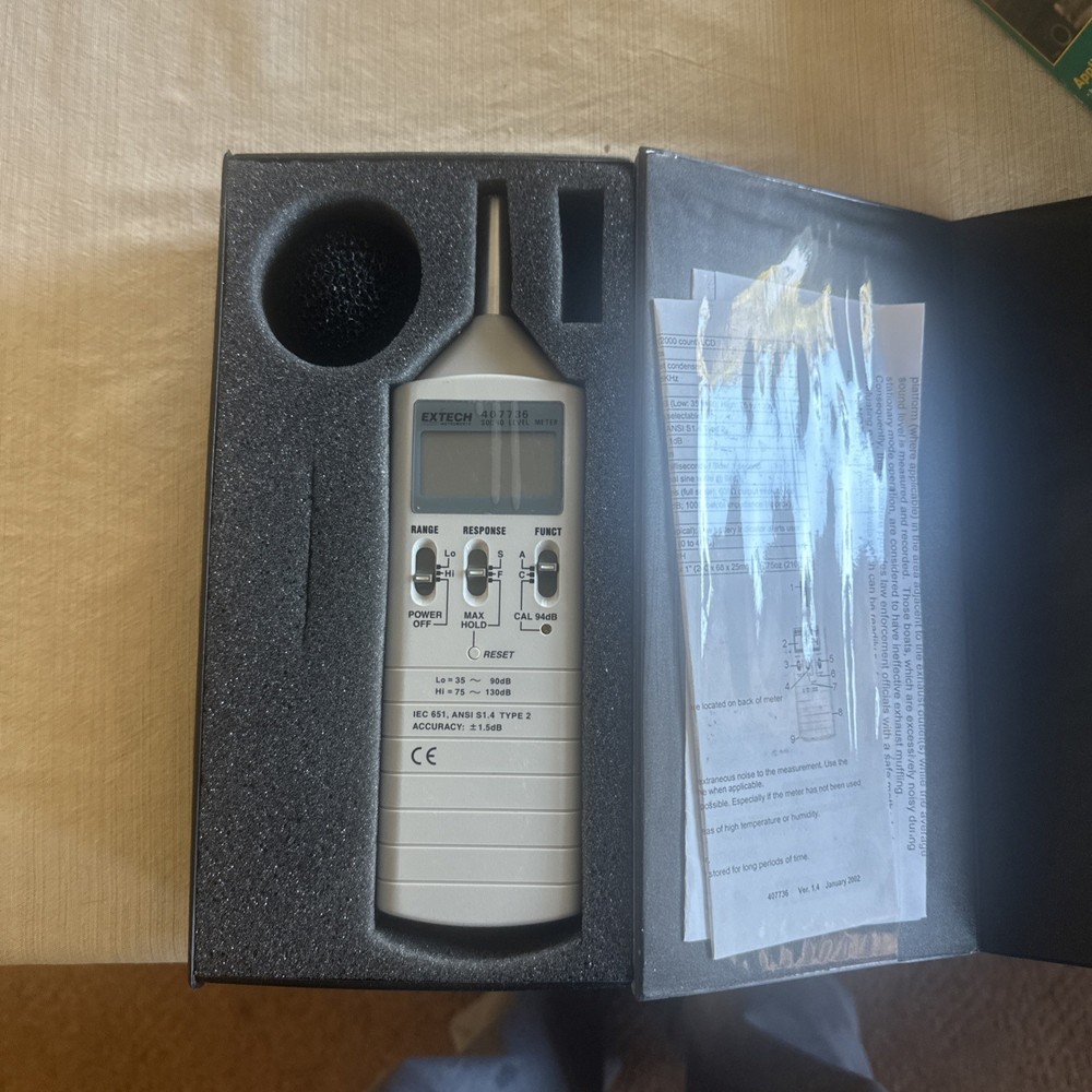 Extech Instruments 407736 Digital Sound Level Meter w/ Case, Accessories Works