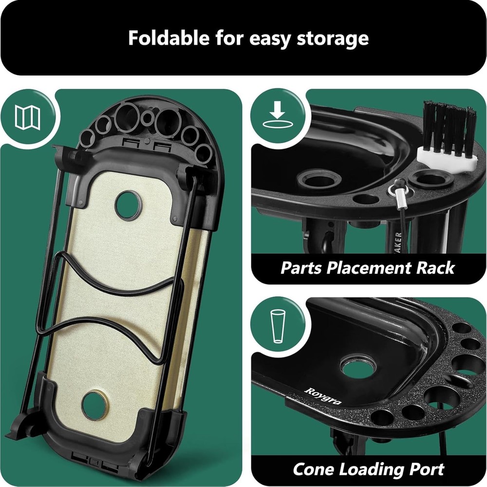Foldable Rolling Tray Set w/ Cone Loader & Filler Roller Machine Black 9x4"