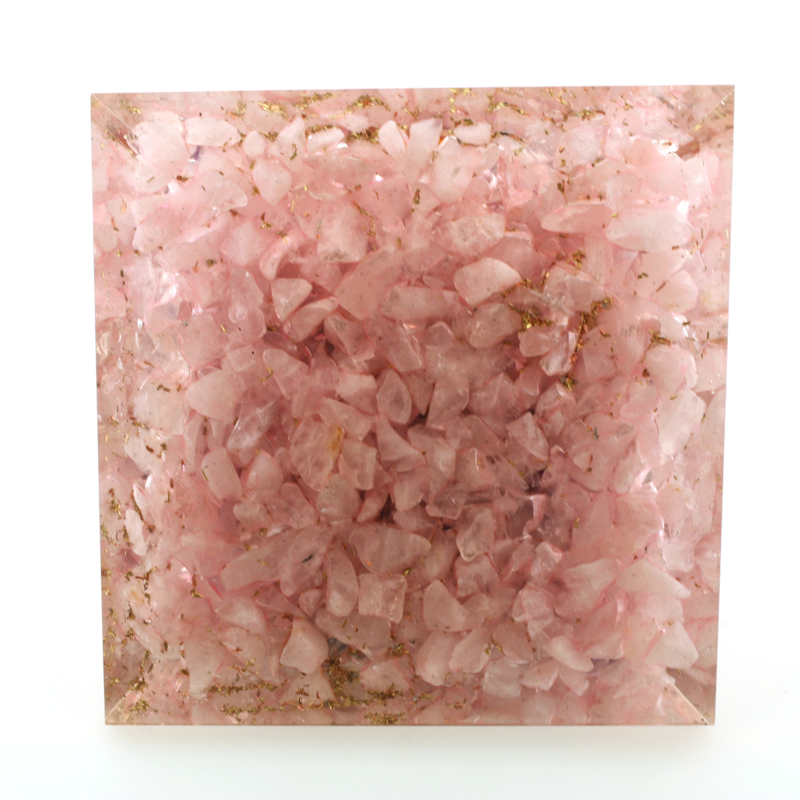 Amethyst Rose & Clear Quartz Orgone Pyramid XL 3in 75mm EMF & 5G Protection