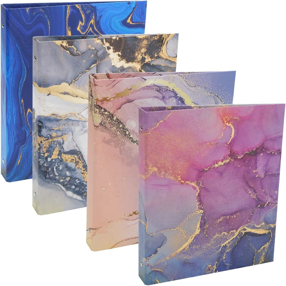 4 Pack Decorative Binder, 1 Subject (Marble Set) Marble