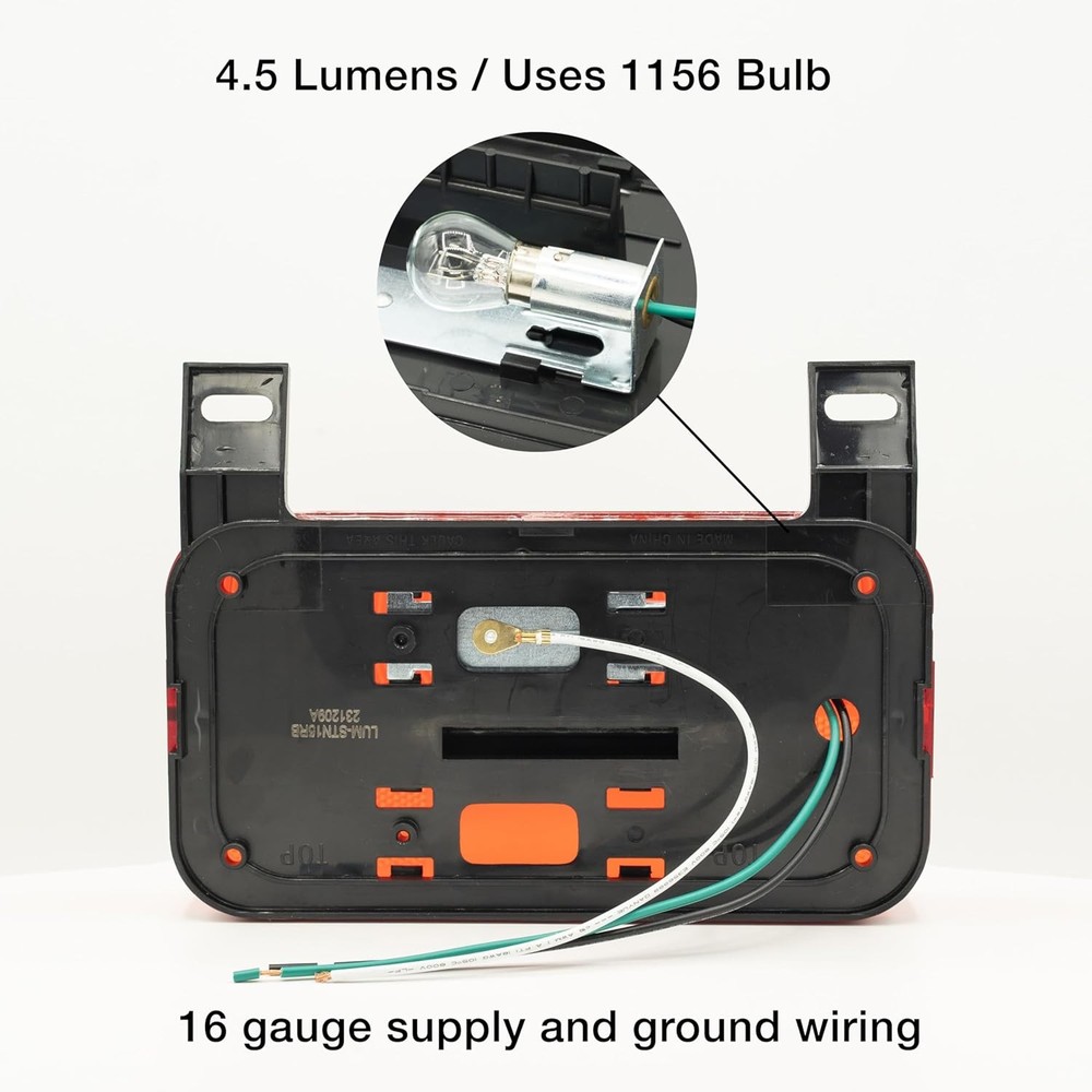 Red Surface Mount Light License Bracket Stop/Turn/Tail for RV