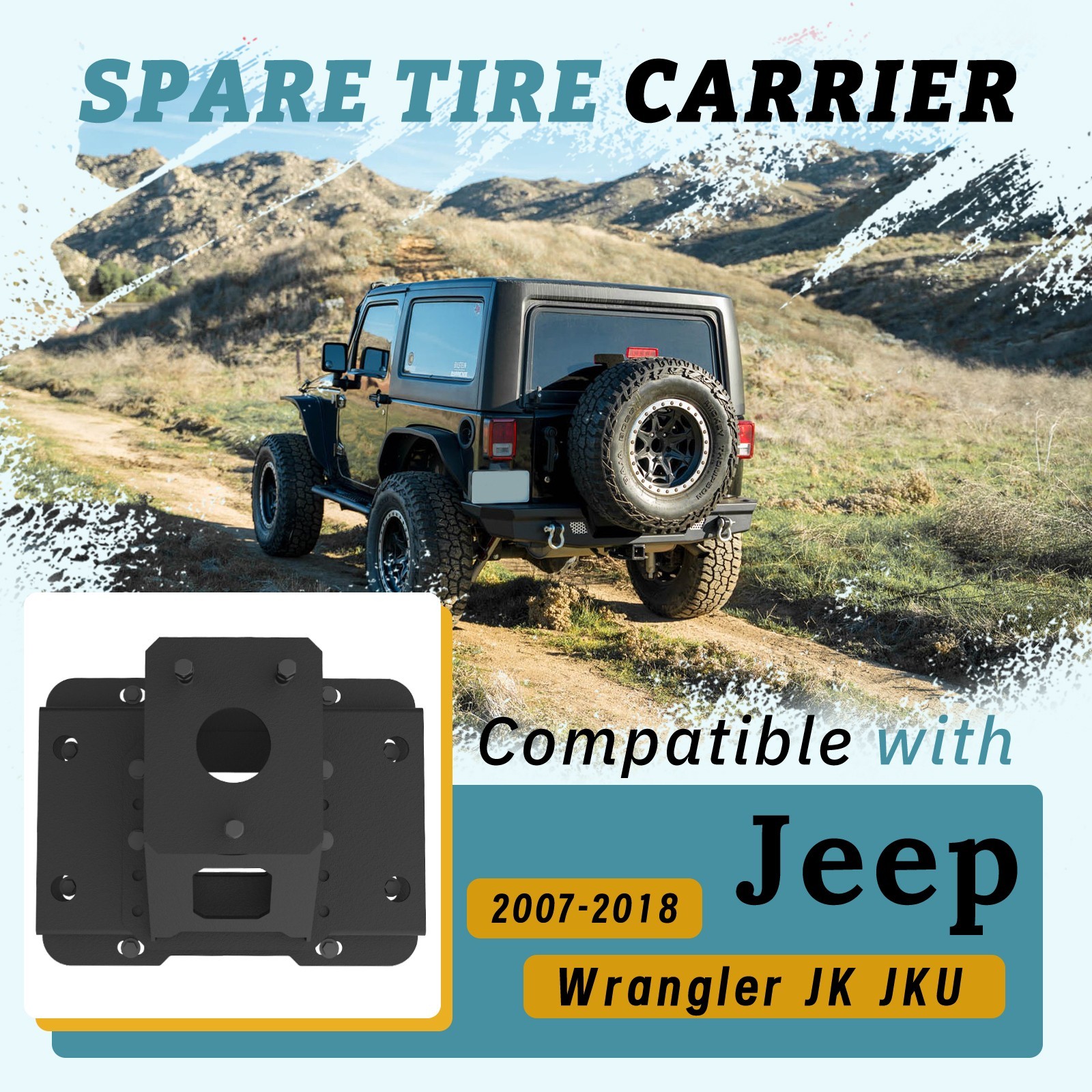 Spare Tire Carrier Tire Rack For Jeep Wrangler JK JKU Unlimited 2007-2018 New