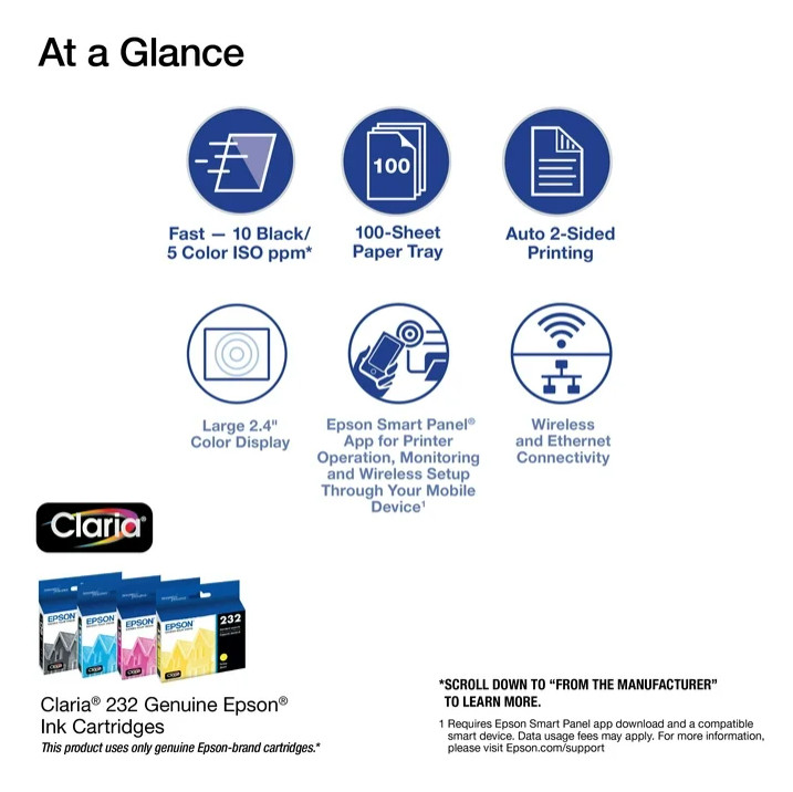 Epson XP-4205 Wireless Color Printer with Scanner & Copier, Auto 2-Sided