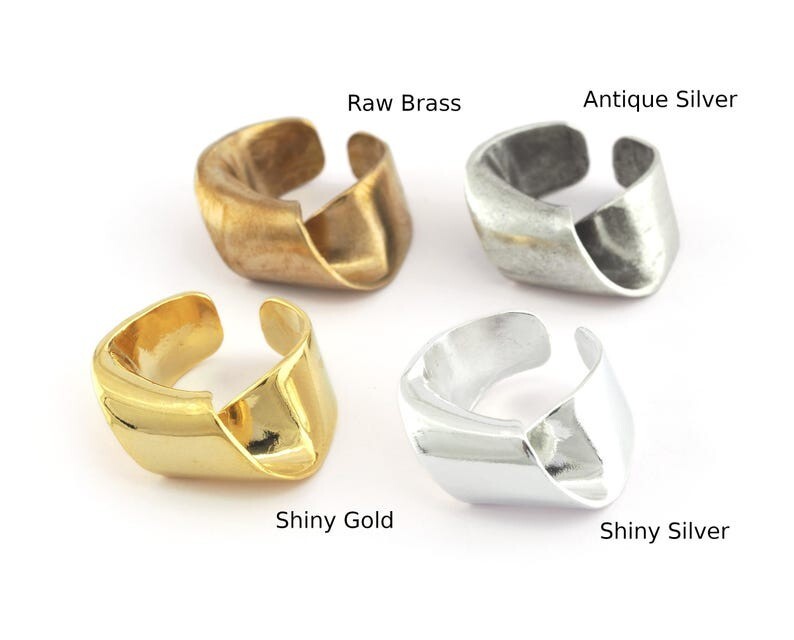 Wrapped Ring Adjustable Raw,Antique silver,Shiny Silver-Gold (8us size)5588