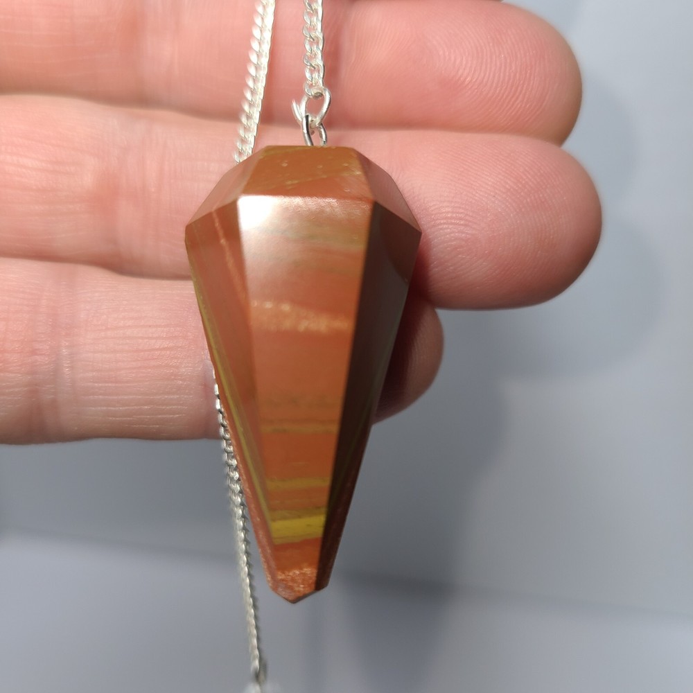 Red Jasper Faceted Cone Crystal Dowsing Pendulum Divination Tool