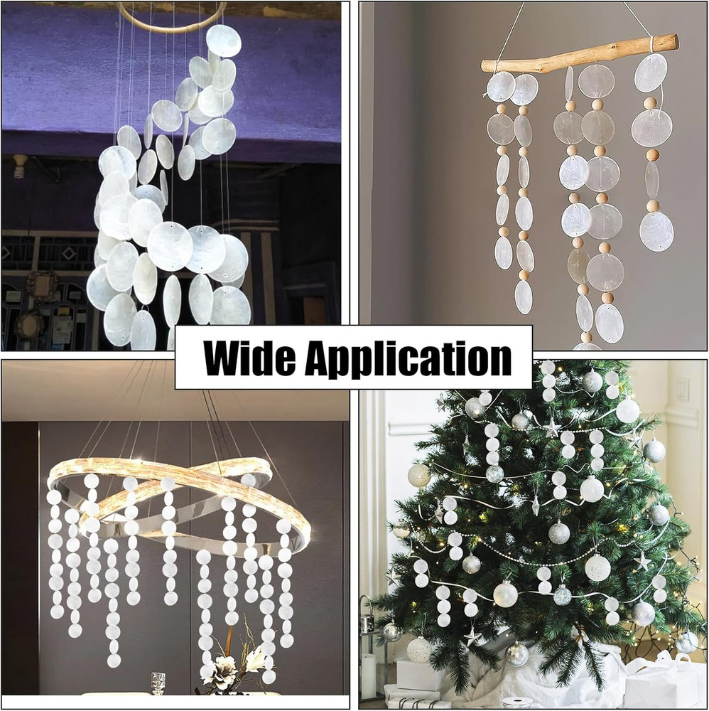 Round Capiz Shells, 200 Pcs Capiz Shells and 100 Pcs Shell Garland Strings Bulk
