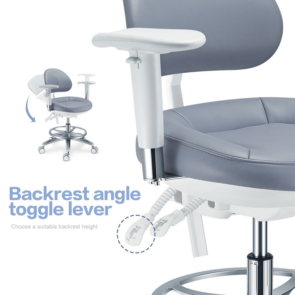 Ergonomic Dentistry Microscope Chair Adjustable Dentist Stool Microfiber Leather