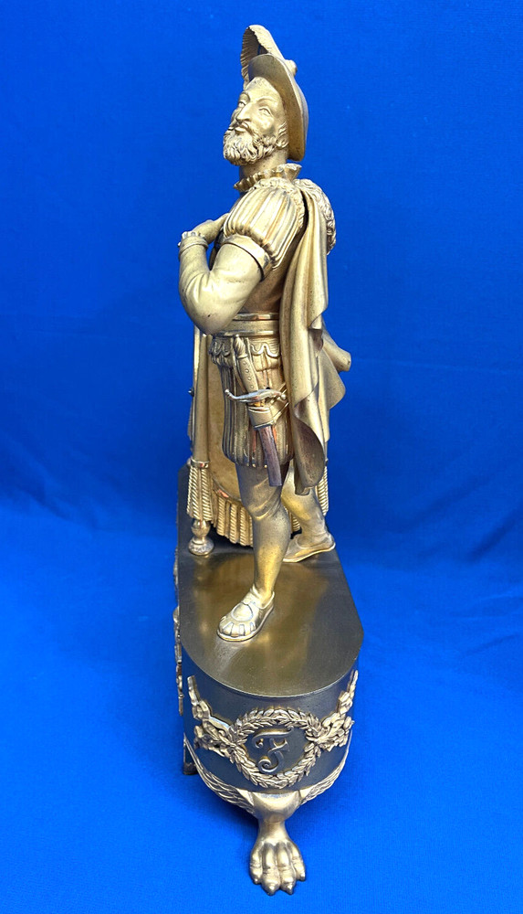 Antique 1810 French Ormolu Figural Silk Thread Mantel Clock *