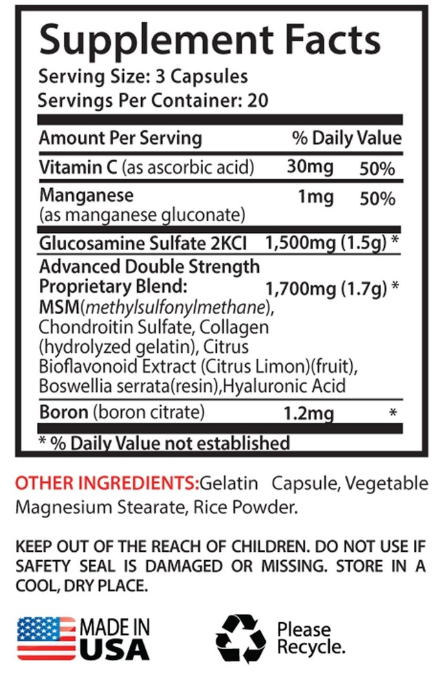 Help Knee Pain - Glucosamine & MSM Complex 3232mg - Glucosamine Powder 3B