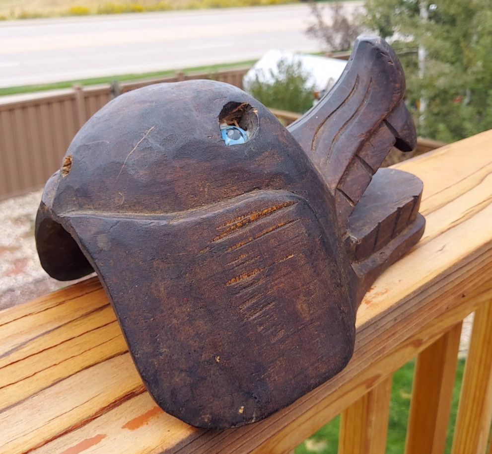 Vintage Mexico / Central American Carved WOLF Mask