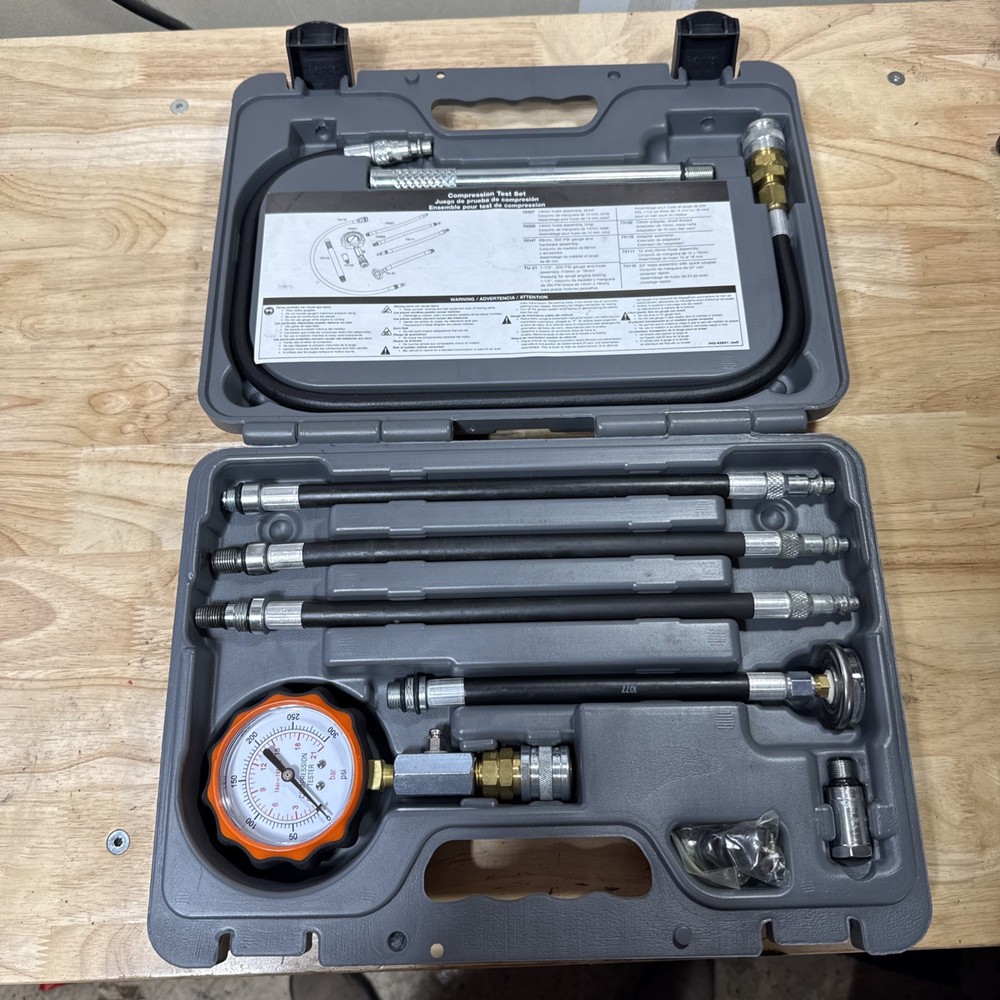 Lang TU-30A Compression Tester Set, Gasoline Engine Testing Kit with Adapters