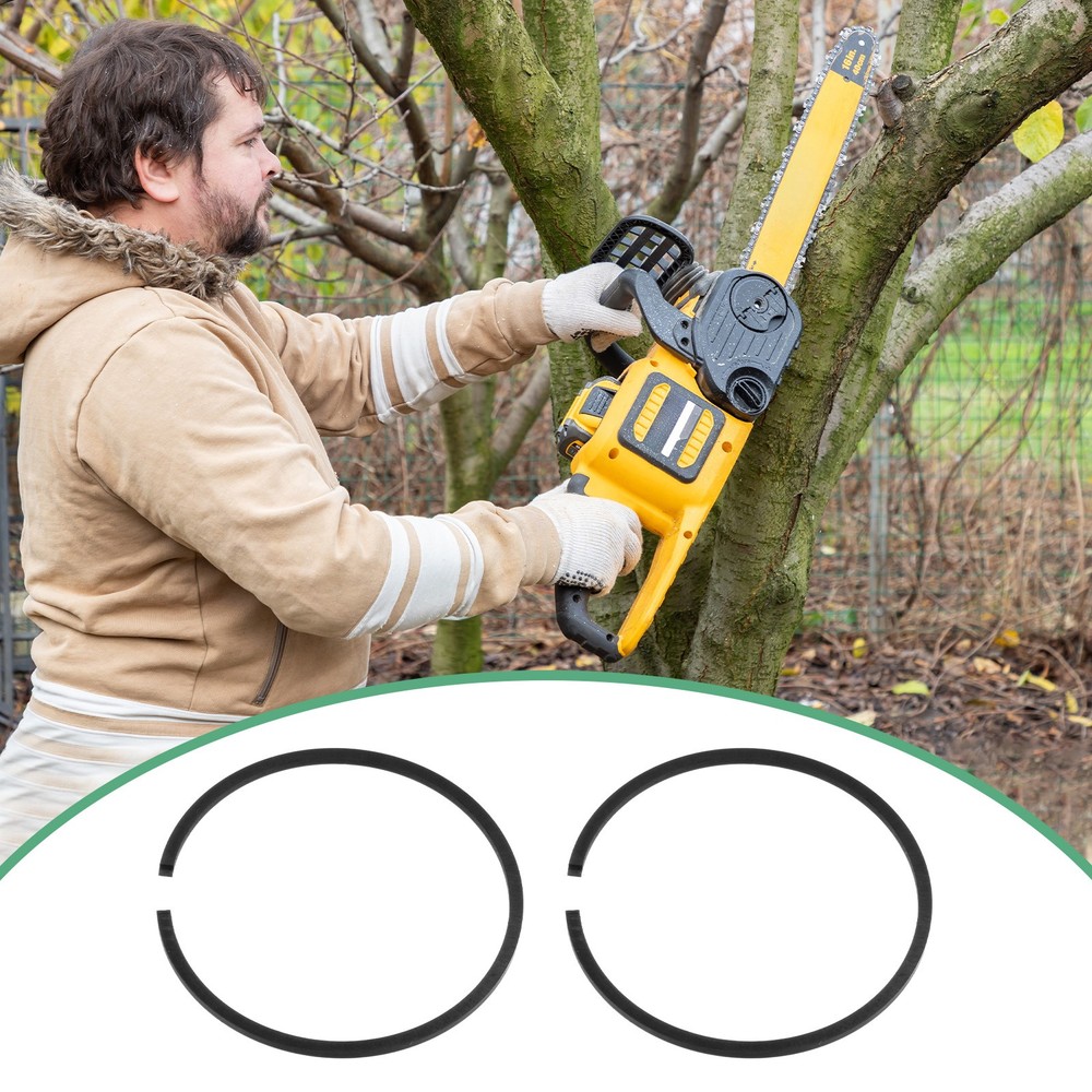 2-Pack Piston Ring Set 50mm x 1.5mm for Chainsaw Replacement [Black]