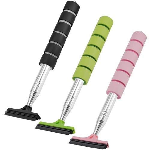 Retractable Car Side Mirror Squeegee - 3 Pack Portable Telescopic Rearview