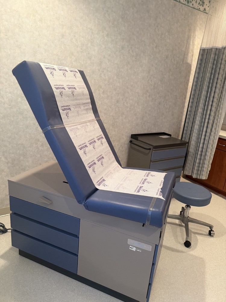 Midmark Ritter 104 Exam Tables, powered w/step-stool, storage and side stool.