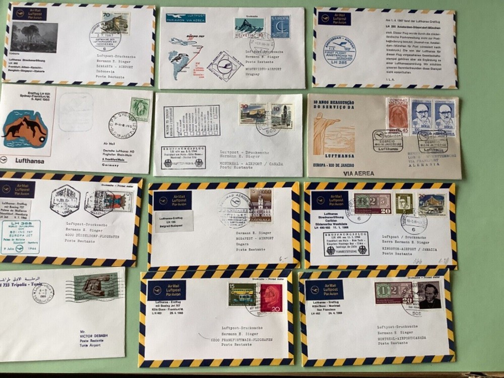 Airmail flight covers 12 mixed items RefA1634